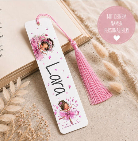 Personalisiertes Lesezeichen Ballerina mit Namen – Geschenk zur Einschulung für Mädchen Metall - CreativMade