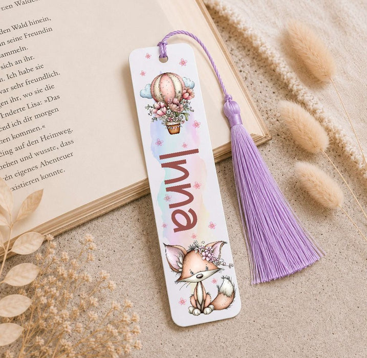 Personalisiertes Lesezeichen Fuchs mit Namen – Geschenk zur Einschulung für Mädchen Metall | CreativMade .