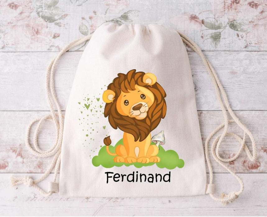 Kinder Turnbeutel Löwe mit Name Junge Personalisiert - CreativMade 