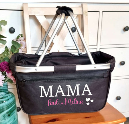 Einkaufskorb personalisiert mit Name Mama Kinder Tragekorb - CreativMade 