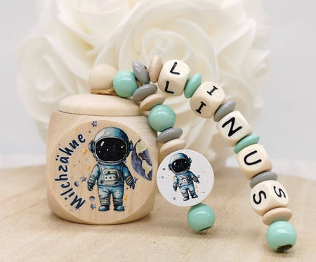 Milchzahndose Astronaut Jungen personalisierte Zahndose mit Namen - CreativMade