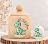 Milchzahndose Dinosaurier Holz mit Motivscheibe | DIY & Kreativbedarf 6 x 4cm Zahndose | CreativMade .