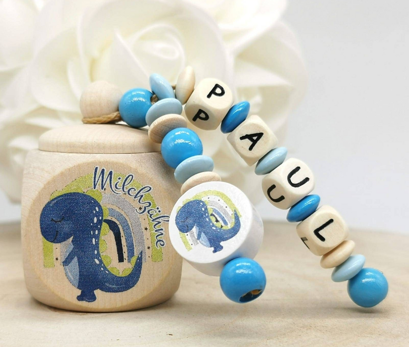 Milchzahndose Dinosaurier Jungen personalisierte Zahndose mit Namen - CreativMade