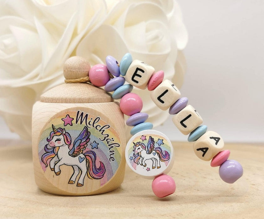 Milchzahndose Einhorn Mädchen personalisierte Zahndose mit Namen - CreativMade