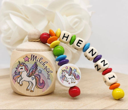 Milchzahndose Einhorn Mädchen personalisierte Zahndose mit Namen - CreativMade