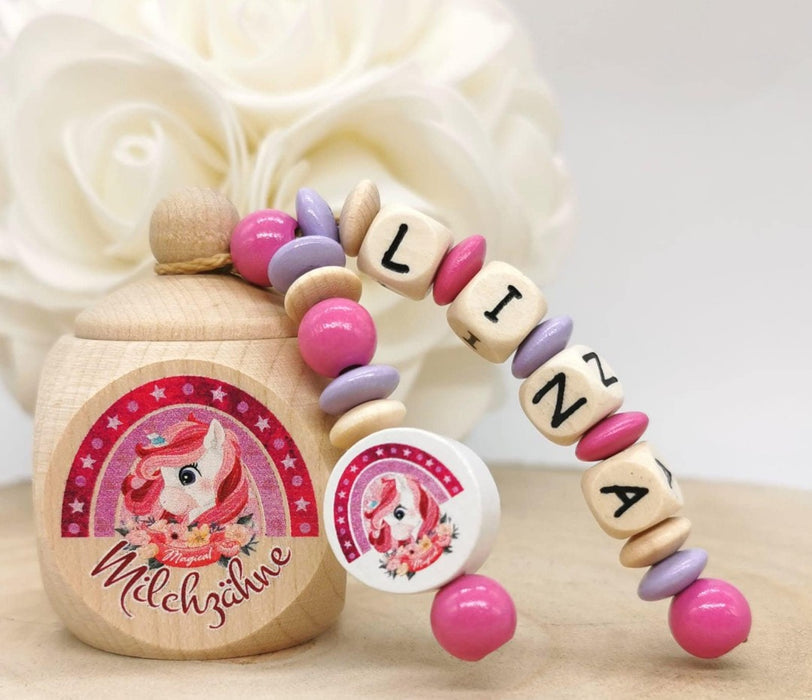 Milchzahndose Einhorn Mädchen personalisierte Zahndose mit Namen - CreativMade