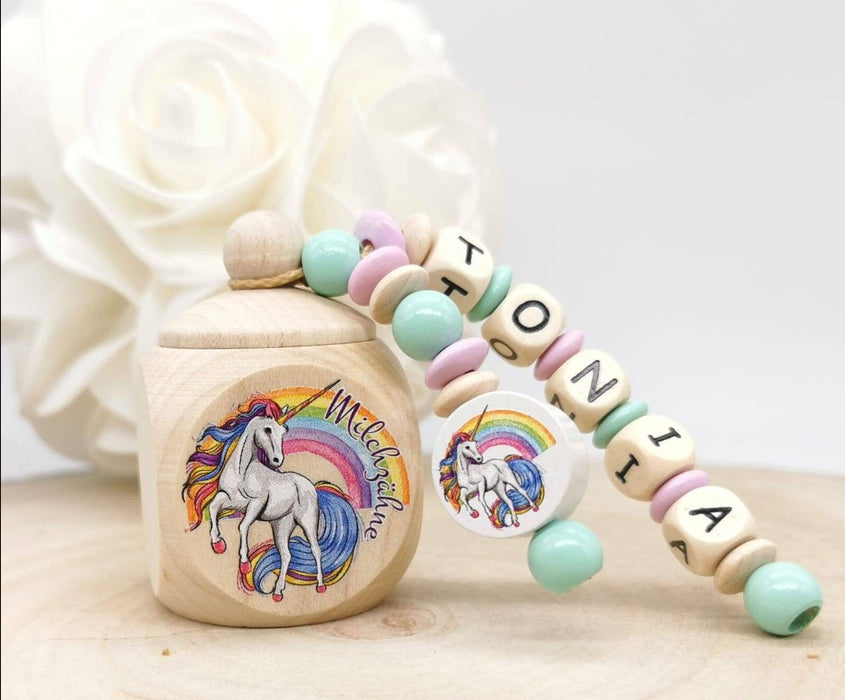 Milchzahndose Einhorn Mädchen personalisierte Zahndose mit Namen - CreativMade