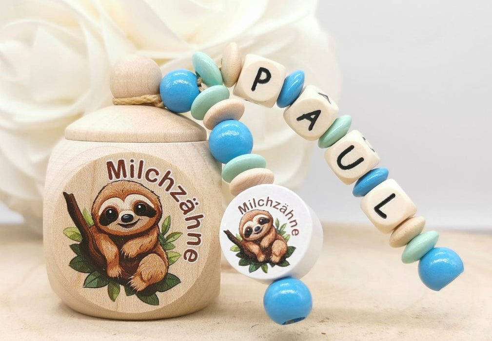 Milchzahndose Faultier Mädchen personalisierte Zahndose mit Namen - CreativMade