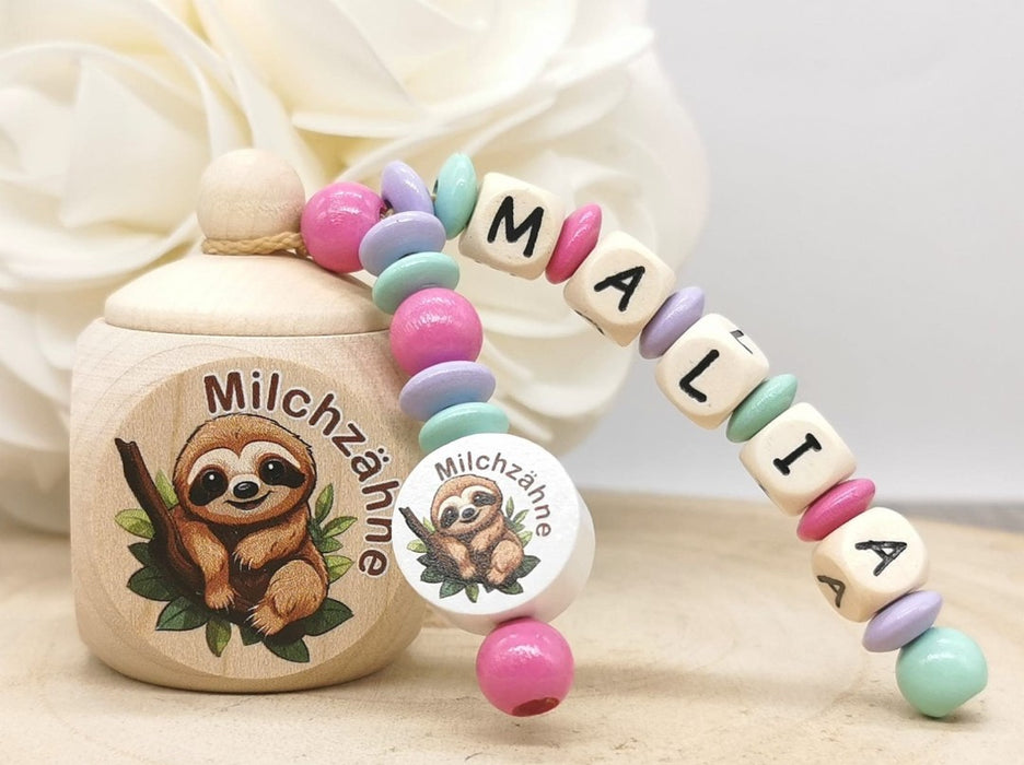Milchzahndose Faultier Mädchen personalisierte Zahndose mit Namen - CreativMade