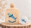 Milchzahndose Hai Holz mit Motivscheibe | DIY & Kreativbedarf 6 x 4cm Zahndose | CreativMade .