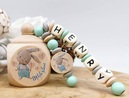 Milchzahndose Hase Jungen personalisierte Zahndose mit Namen - CreativMade