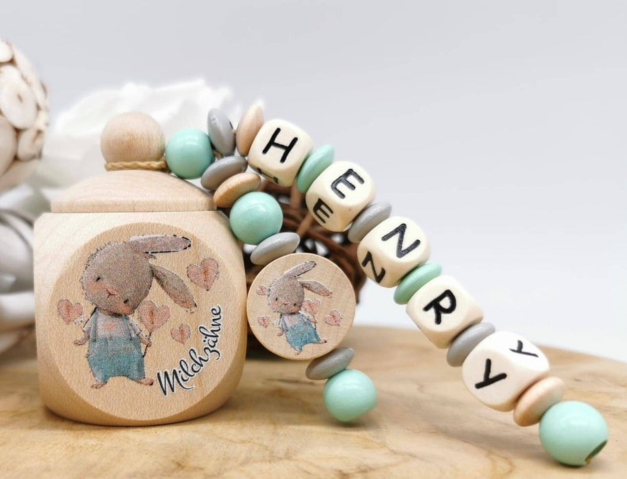 Milchzahndose Hase Jungen personalisierte Zahndose mit Namen - CreativMade
