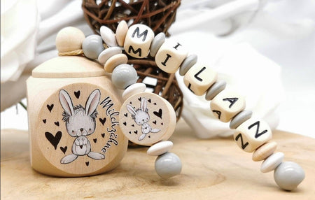 Milchzahndose Hase Mädchen personalisierte Zahndose mit Namen - CreativMade