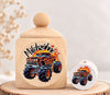 Milchzahndose Monstertruck Holz mit Motivscheibe | DIY & Kreativbedarf 6 x 4cm Zahndose | CreativMade .