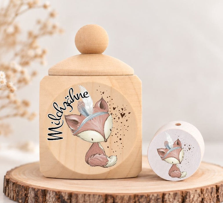 Milchzahndose Waldtiere Holz mit Motivscheibe | DIY & Kreativbedarf 6 x 4cm Zahndose | CreativMade .