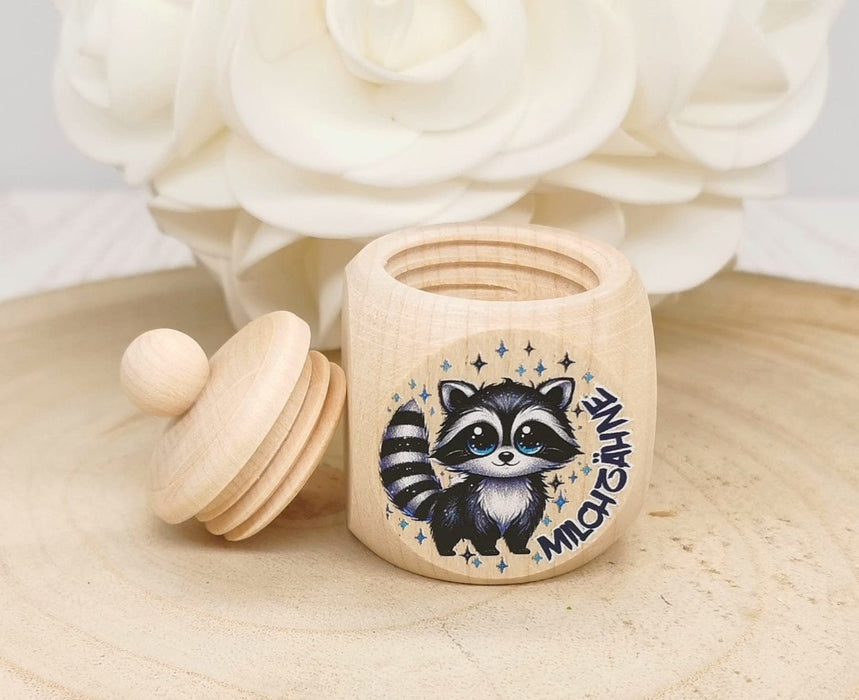 Milchzahndose Waschbär Jungen personalisierte Zahndose mit Namen - CreativMade