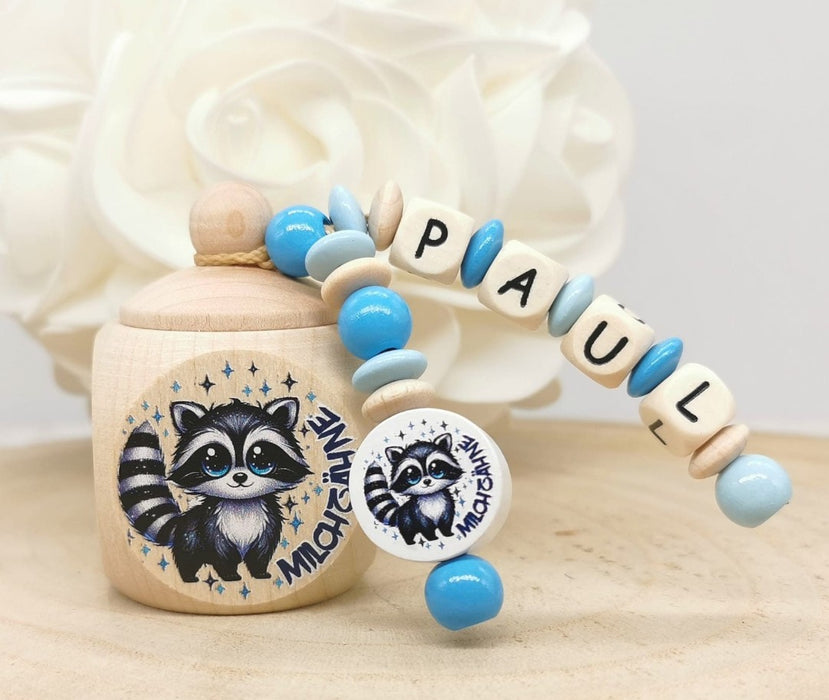 Milchzahndose Waschbär Jungen personalisierte Zahndose mit Namen - CreativMade