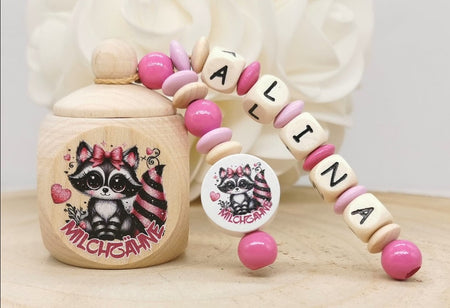 Milchzahndose Waschbär Mädchen personalisierte Zahndose mit Namen - CreativMade