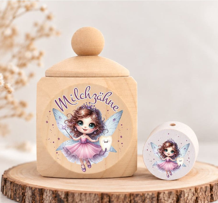 Milchzahndose Zahnfee Holz mit Motivscheibe | DIY & Kreativbedarf 6 x 4cm Zahndose | CreativMade .