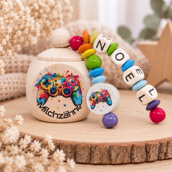 Milchzahndose personalisiert mit Namen Controller Jungen Zahndose mit Namen - CreativMade