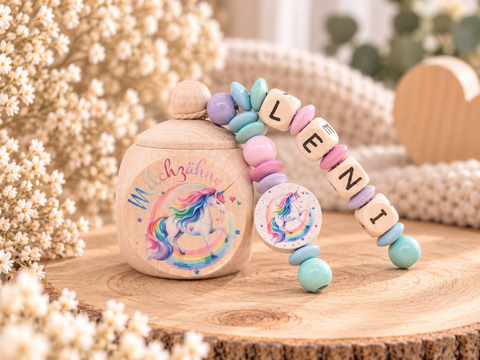 Milchzahndose personalisiert mit Namen Einhorn Mädchen Zahndose mit Namen - CreativMade