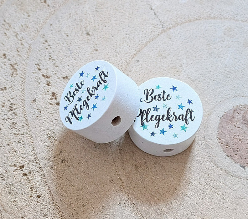 Motivperle & Motivscheibe aus Holz beste Pflegekraft & Erzieher männlich – Bastelmaterial für Schnullerketten, Anhänger & kreative DIY-Ideen - CreativMade 