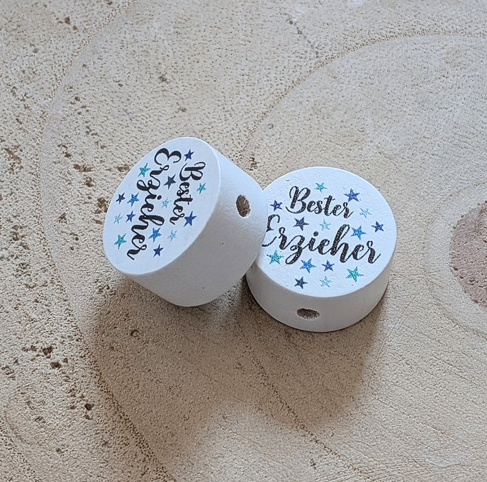 Motivperle & Motivscheibe aus Holz beste Pflegekraft & Erzieher männlich – Bastelmaterial für Schnullerketten, Anhänger & kreative DIY-Ideen - CreativMade 