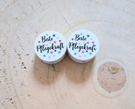Motivperle & Motivscheibe aus Holz beste Pflegekraft – Bastelmaterial für Schnullerketten, Anhänger & kreative DIY-Ideen - CreativMade 