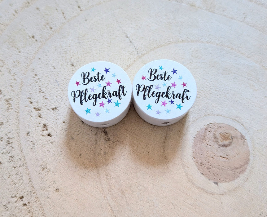 Motivperle & Motivscheibe aus Holz beste Pflegekraft – Bastelmaterial für Schnullerketten, Anhänger & kreative DIY-Ideen - CreativMade 