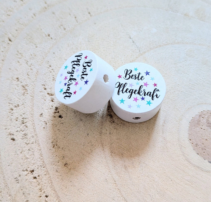 Motivperle & Motivscheibe aus Holz beste Pflegekraft – Bastelmaterial für Schnullerketten, Anhänger & kreative DIY-Ideen - CreativMade 