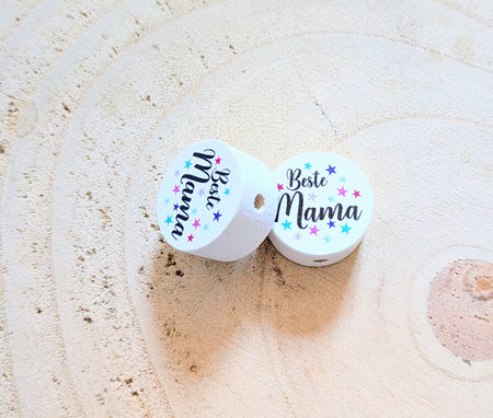 Motivperle & Motivscheibe aus Holz beste Serie weiblich – Bastelmaterial für Schnullerketten, Anhänger & kreative DIY-Ideen - CreativMade 