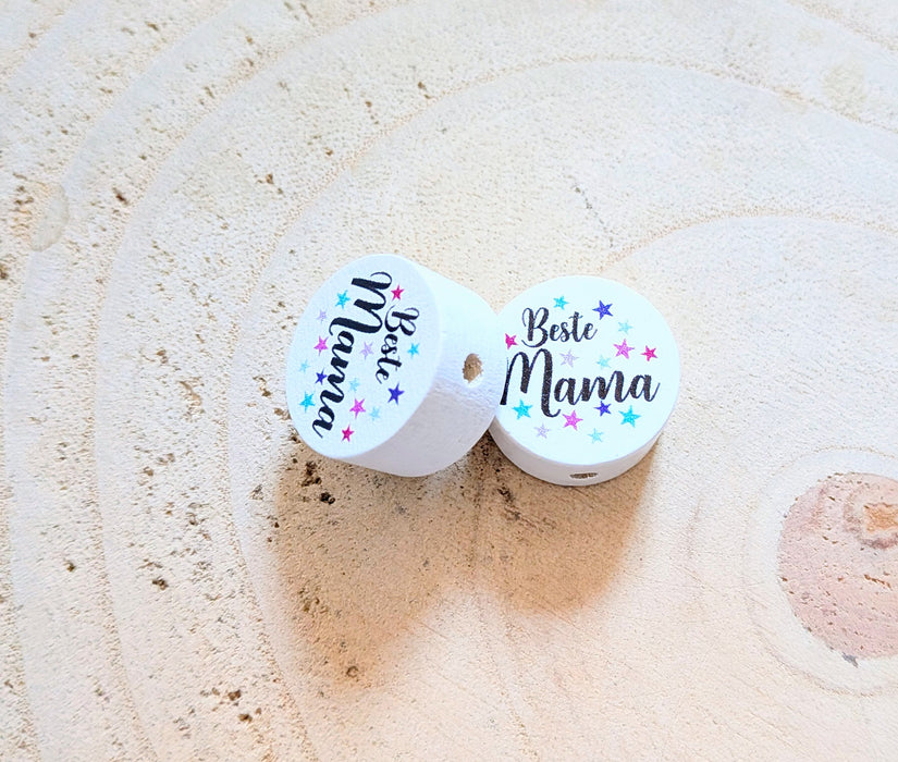 Motivperle & Motivscheibe aus Holz beste Serie weiblich – Bastelmaterial für Schnullerketten, Anhänger & kreative DIY-Ideen - CreativMade 