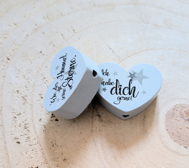 Motivperle & Motivscheibe aus Holz beste Herz Wendemotiv  – Bastelmaterial für Schnullerketten, Anhänger & kreative DIY-Ideen - CreativMade 