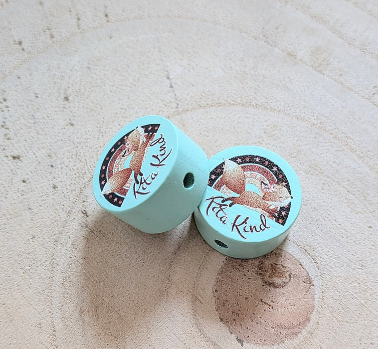 Motivperle & Motivscheibe aus Holz Kita Kind Fuchs – Bastelmaterial für Schnullerketten, Anhänger & kreative DIY-Ideen - CreativMade 