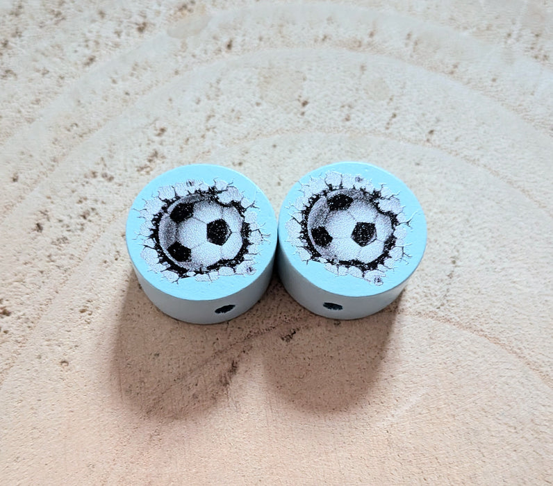 Motivperle & Motivscheibe Fußball aus Holz – Bastelmaterial für Schnullerketten, Anhänger & kreative DIY-Ideen - CreativMade 