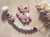 Beißkette mit Name Mädchen Reh Weinrot - CreativMade