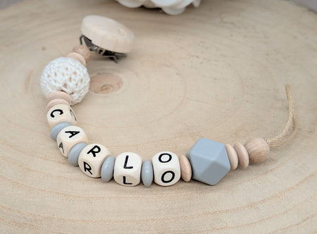 Schnullerkette & Greifling mit Namen | Baby Geschenk - CreativMade