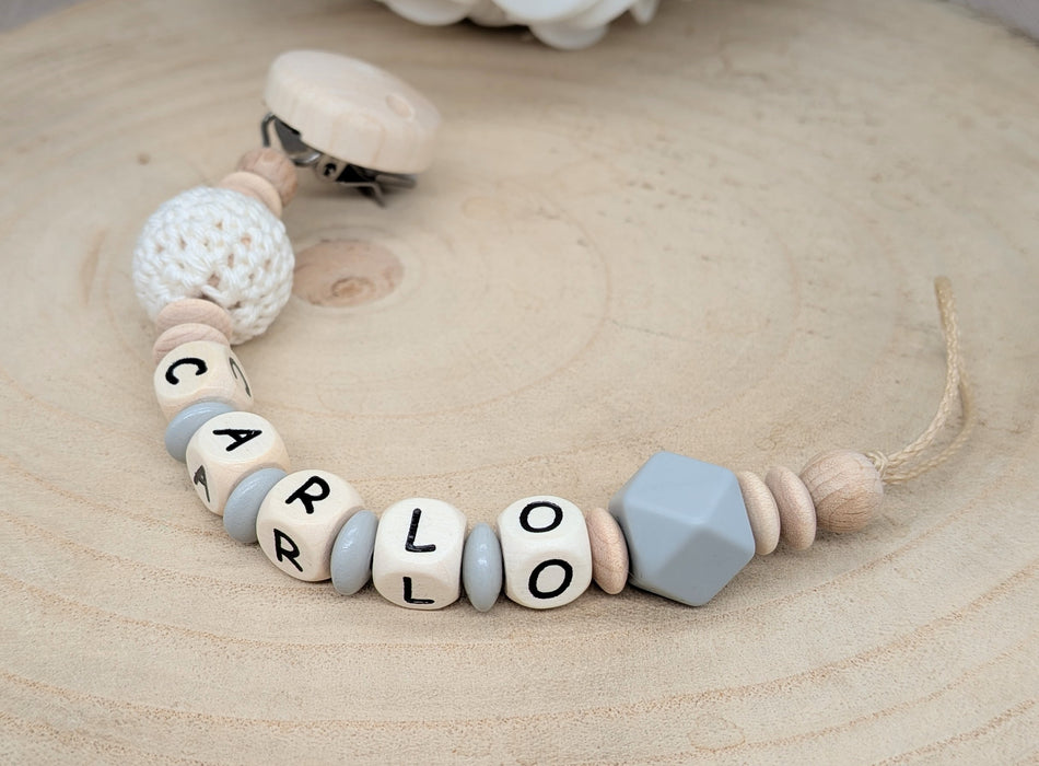 Schnullerkette & Greifling mit Namen | Baby Geschenk - CreativMade