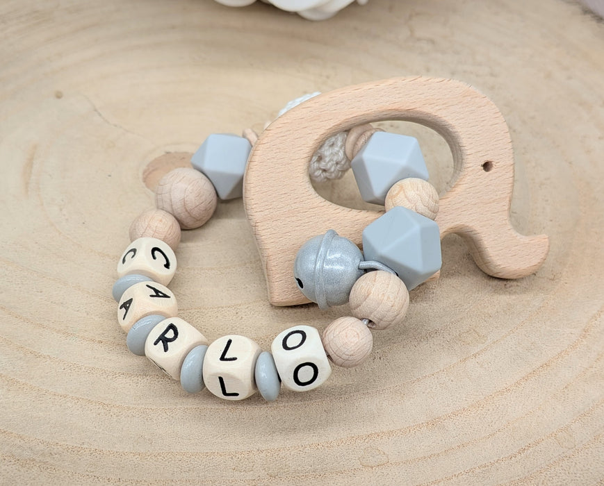 Schnullerkette & Greifling mit Namen | Baby Geschenk - CreativMade