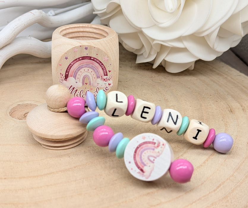 Milchzahndose personalisiert mit Namen Regenbogen Mädchen Zahndose mit Namen | CreativMade .