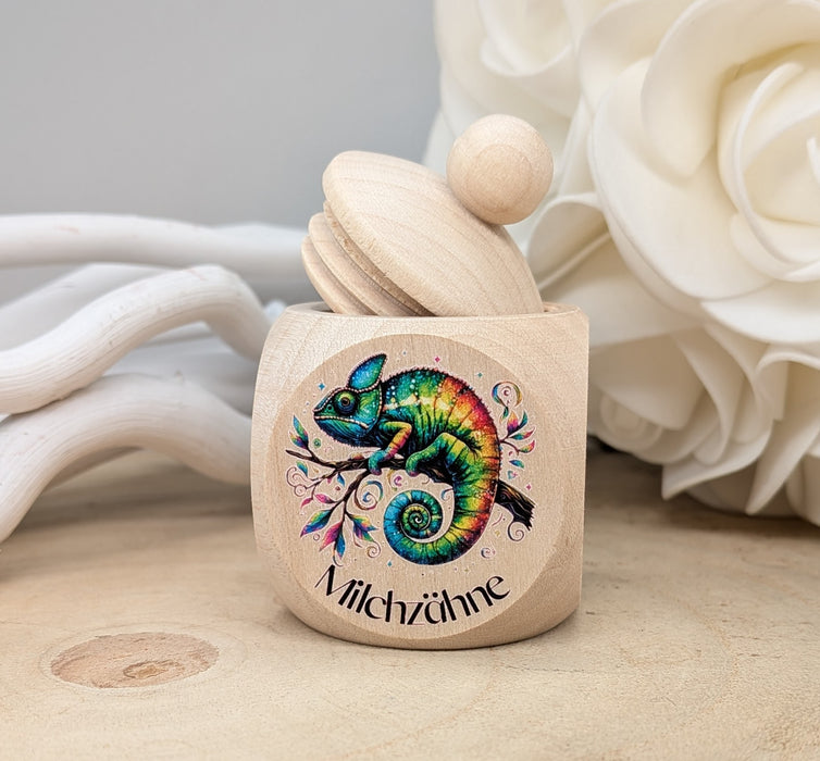 Milchzahndose personalisiert mit Namen Chamäleon Jungen & Mädchen Zahndose mit Namen | CreativMade .