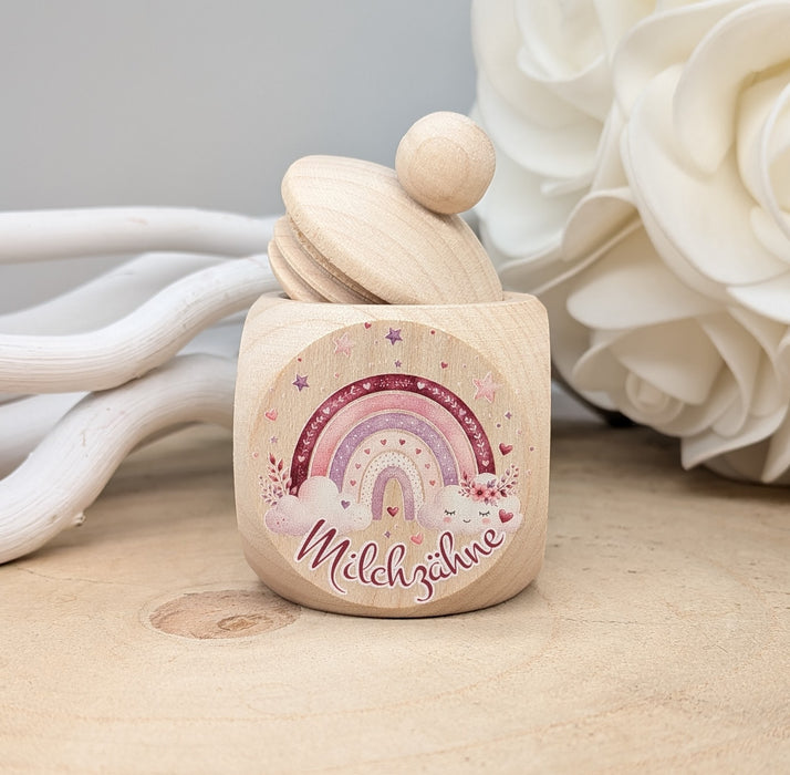 Milchzahndose personalisiert mit Namen Regenbogen Mädchen Zahndose mit Namen | CreativMade .