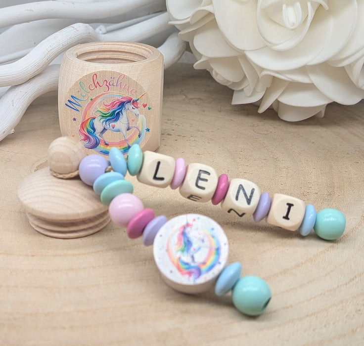 Milchzahndose personalisiert mit Namen Einhorn Mädchen Zahndose mit Namen - CreativMade
