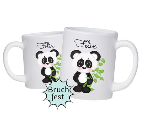 Kindertasse Tasse Pandabär personalisiert mit Name Kunststoff Lerntasse bruchsicher Namenstasse - CreativMade 