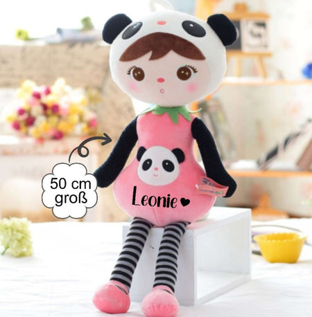 Kuscheltier Puppe Panda personalisiert mit Name Mädchen Kuscheltier Stoffpuppe Baby Geschenk - CreativMade 
