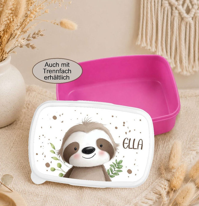 Personalisierte Brotdose mit Namen Kinder | Tiermotive Faultier | Kindergarten| Schule | CreativMade .