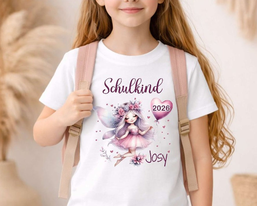 Einschulungsshirt Mädchen mit Name – Schulkind Fee personalisiert | CreativMade .