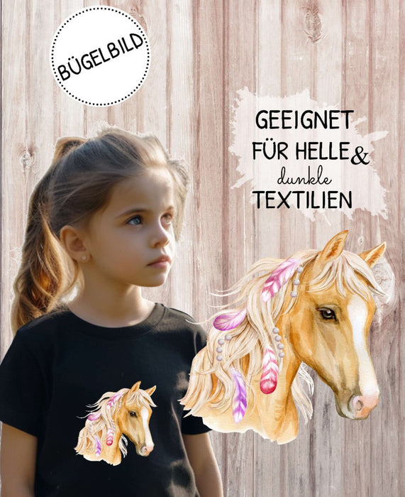 Bügelbild für Kinder – Pferd - niedliches Motiv zum Aufbügeln – DIY Textilbild für T-Shirts, Rucksäcke & mehr - CreativMade