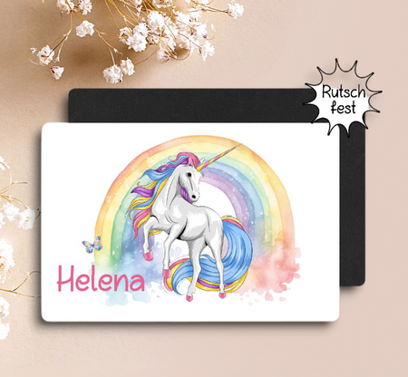 Tischset Kinder Einhorn personalisiert mit Name Mädchen Platzdeckchen Platzset - CreativMade 
