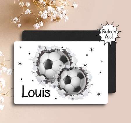Tischset Kinder Fußball personalisiert mit Name Junge Platzdeckchen Platzset - CreativMade 
